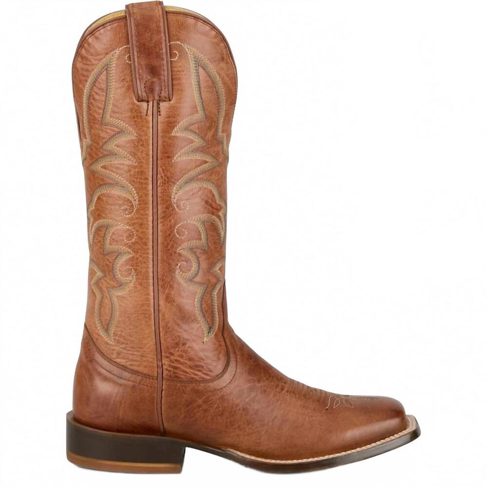 NEW TONY LAMA women's helena goat wide square toe boot in cognac /brown
